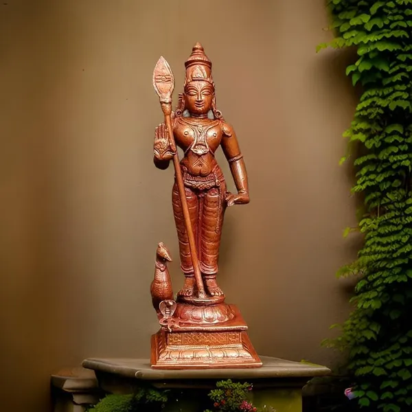 Brownish-Orange_Copper_Idols_Of_God_Murugar_By_Searchers_Paradise,_6.2_Inches,_550_G,_Patina_Antique_Finish,_Pack_Of_1_Piece