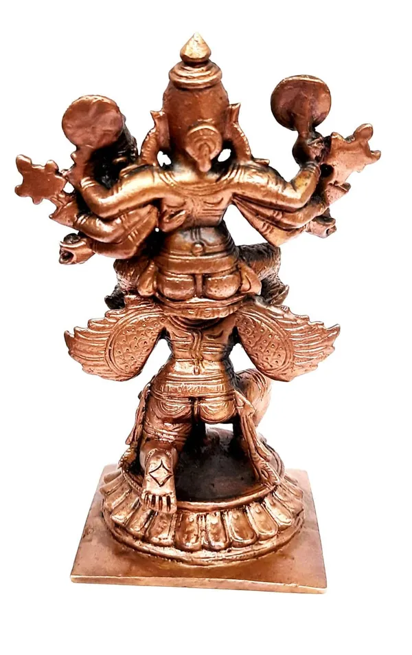 Brownish-Orange_Copper_Idols_Of_God_Lakshmi_Narasimhar_With_Garuda_Vahanam_By_Searchers_Paradise,_4.7_Inches,_510_Gram,_Patina_Antique_Finish,_Pack_Of_1_Piece