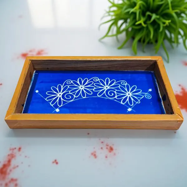 Searchers_Paradise_Semi_Curved_Flower_Rangoli_Stencil_Wooden_9x5_Inches_Pack_of_1_Piece