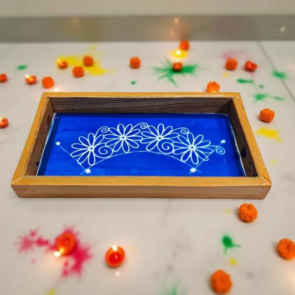 Searchers_Paradise_Semi_Curved_Flower_Rangoli_Stencil_Wooden_9x5_Inches_Pack_of_1_Piece