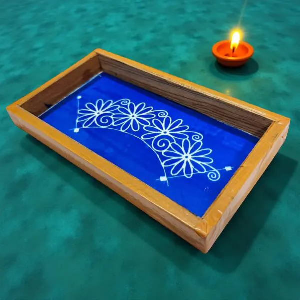 Searchers_Paradise_Semi_Curved_Flower_Rangoli_Stencil_Wooden_9x5_Inches_Pack_of_1_Piece