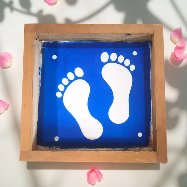 Searchers_Paradise_Lakshmi_Pada_Rangoli_Stencil_Wooden,Pack_of_1_Piece_5_*_5_inches