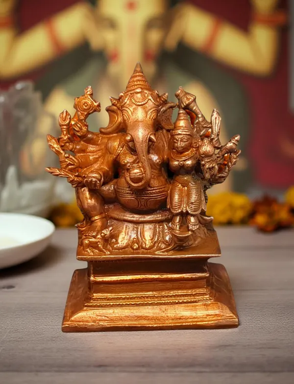 Brownish-Orange_Copper_Idols_India,_3.5_Inches,_Handmade_Lakshmi_Ganesh_560_Gram,_Patina_Antique_Finish,_Pack_Of_1_Piece