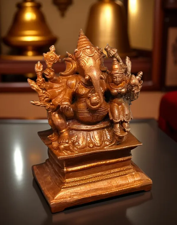 Brownish-Orange_Copper_Idols_India,_3.5_Inches,_Handmade_Lakshmi_Ganesh_560_Gram,_Patina_Antique_Finish,_Pack_Of_1_Piece