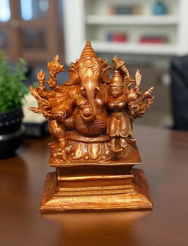 Brownish-Orange_Copper_Idols_India,_3.5_Inches,_Handmade_Lakshmi_Ganesh_560_Gram,_Patina_Antique_Finish,_Pack_Of_1_Piece
