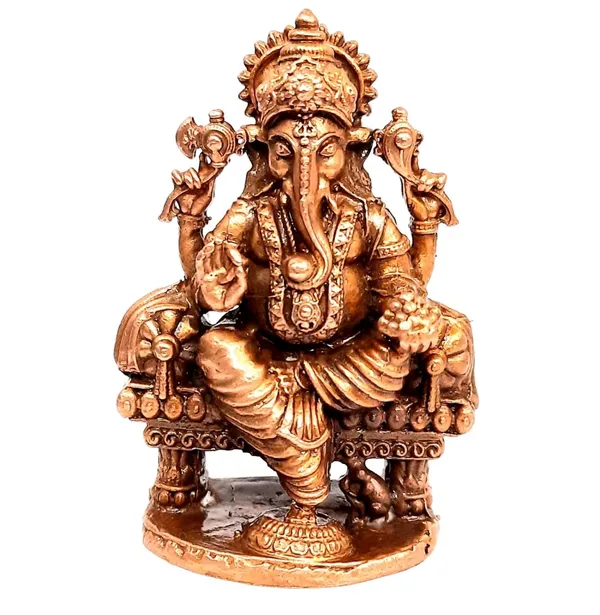Brownish-Orange_Copper_Idols_Of_God_Ganeash_With_Prabhavalli_By_Searchers_Paradise,_2.5_Inch,_160_Gram,_Patina_Antique_Finish,_Pack_Of_1_Piece