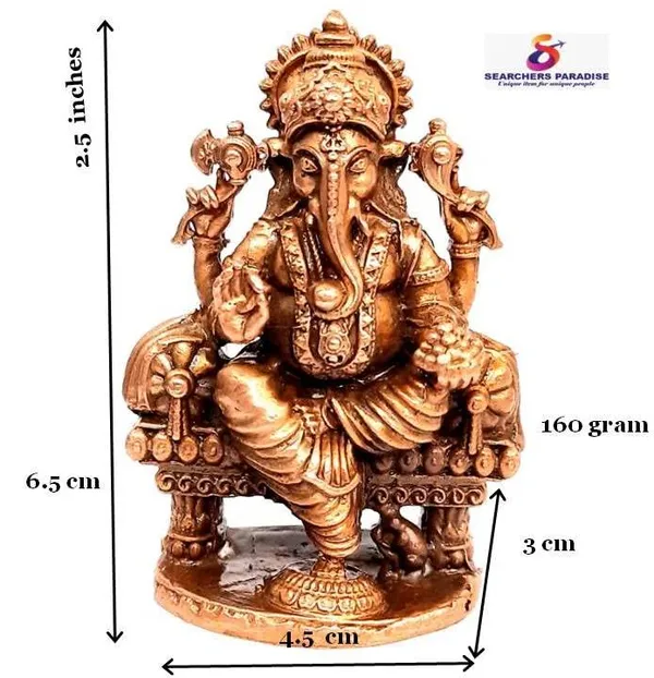 Brownish-Orange_Copper_Idols_Of_God_Ganeash_With_Prabhavalli_By_Searchers_Paradise,_2.5_Inch,_160_Gram,_Patina_Antique_Finish,_Pack_Of_1_Piece
