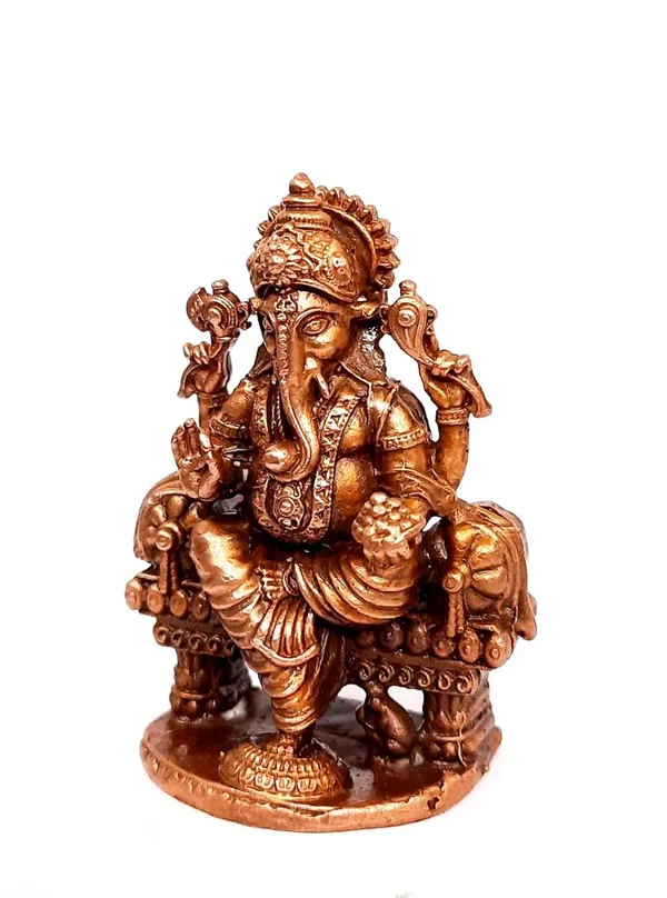 Brownish-Orange_Copper_Idols_Of_God_Ganeash_With_Prabhavalli_By_Searchers_Paradise,_2.5_Inch,_160_Gram,_Patina_Antique_Finish,_Pack_Of_1_Piece