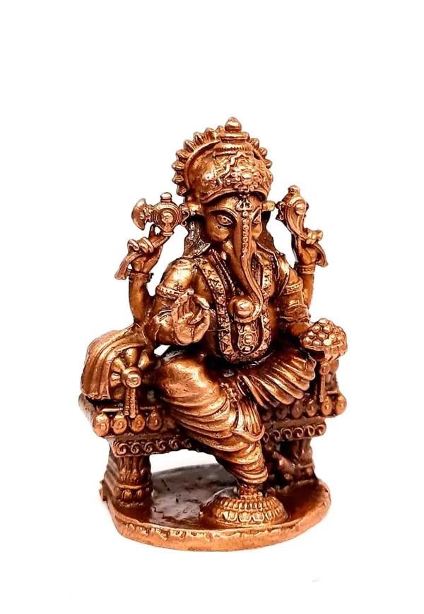 Brownish-Orange_Copper_Idols_Of_God_Ganeash_With_Prabhavalli_By_Searchers_Paradise,_2.5_Inch,_160_Gram,_Patina_Antique_Finish,_Pack_Of_1_Piece