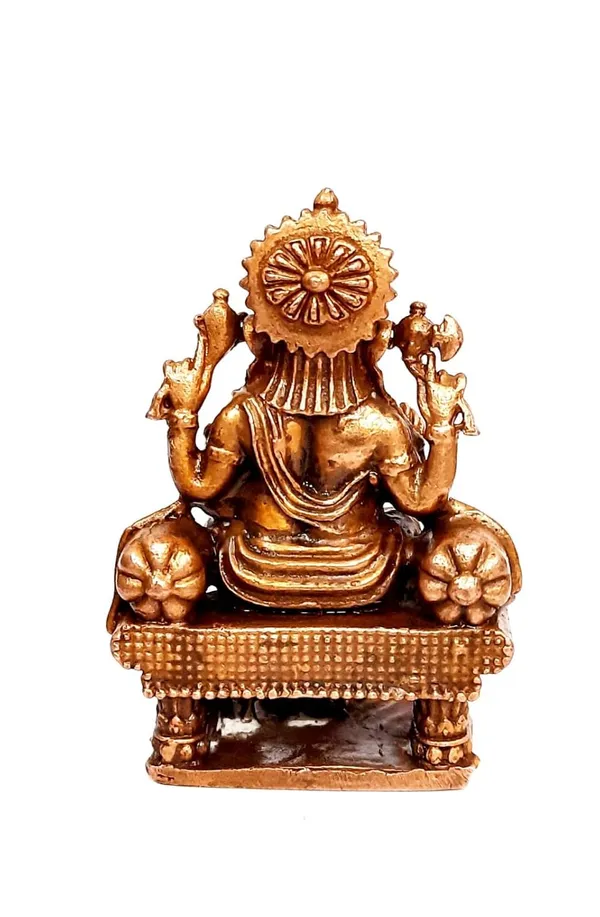 Brownish-Orange_Copper_Idols_Of_God_Ganeash_With_Prabhavalli_By_Searchers_Paradise,_2.5_Inch,_160_Gram,_Patina_Antique_Finish,_Pack_Of_1_Piece