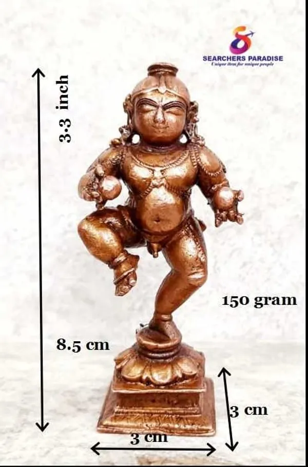Brownish-Orange_Copper_Idols_Of_God_Bal_Krishna_With_Laddu_By_Searchers_Paradise,_3.3_Inches,_150G,_Patina_Antique_Finish,_Pack_Of_1_Piece