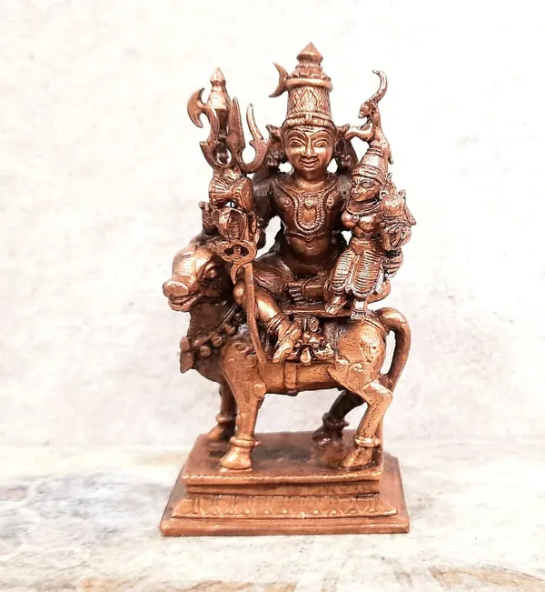 Brownish-Orange_Copper_Idols_Of_God_Combo_Shiva_Parvathi_Idol_With_Nandhi_Vahnam_Idol_By_Searchers_Paradise,_11.5_Cm,_471G,_Patina_Antique_Finish,_Pack_Of_1_Piece