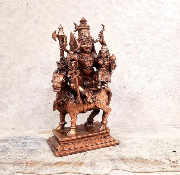 Brownish-Orange_Copper_Idols_Of_God_Combo_Shiva_Parvathi_Idol_With_Nandhi_Vahnam_Idol_By_Searchers_Paradise,_11.5_Cm,_471G,_Patina_Antique_Finish,_Pack_Of_1_Piece