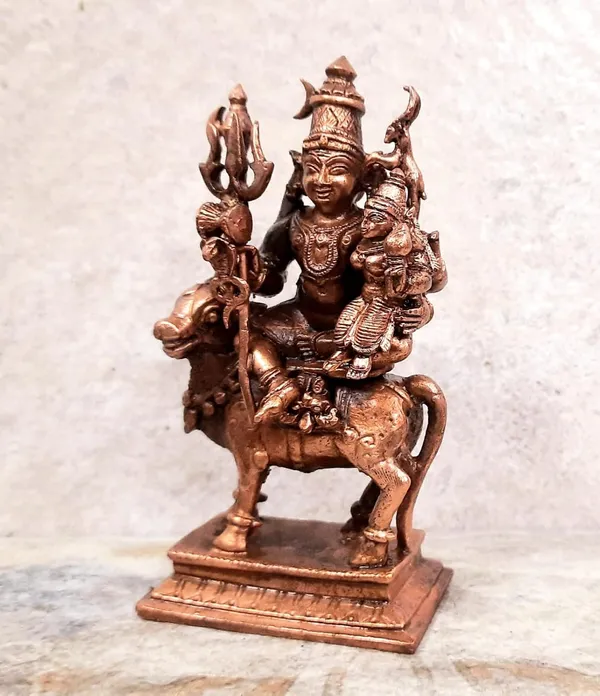 Brownish-Orange_Copper_Idols_Of_God_Combo_Shiva_Parvathi_Idol_With_Nandhi_Vahnam_Idol_By_Searchers_Paradise,_11.5_Cm,_471G,_Patina_Antique_Finish,_Pack_Of_1_Piece