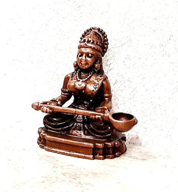 Brown_Copper_Idols_Of_God_Annapoorani,_Height_4.1_Cm,_48_Gram,_Handmade,_Pack_Of_1_Piece