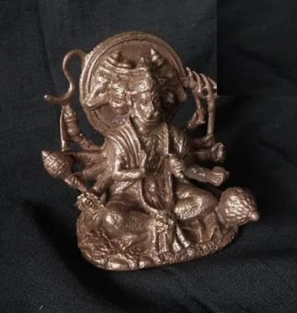 Brown_Copper_God_Idols_Sitting_Panchamuka_Hanuman,_2.9_Inches,_470G,_Patina_Antique_Finish,_Pack_Of_1_Piece