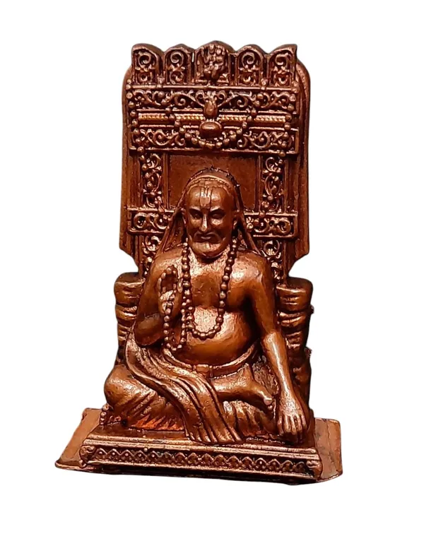 Brownish-Orange_Copper_Idols_India,_1.3_Inches,_Handmade_Sri_Raghavendra_Swamy,_43G,_Patina_Antique_Finish,_Pack_Of_1_Piece