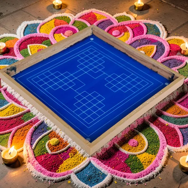 Eka_lingato_bhadra_Mandal_Yantra_Rangoli_Design_Stencil_Wooden_Frame_pack_of_1_piece