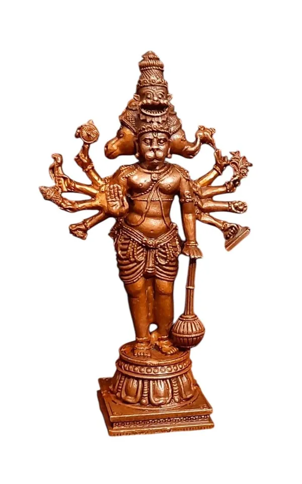 Brown_Copper_God_Idols_Panchamuka_Hanuman,_4.5_Inches,_260G,_Patina_Antique_Finish,_Pack_Of_1_Piece