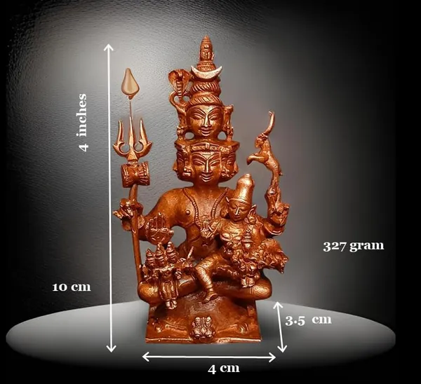 Brown_Copper_God_Idols_Panchamuka_Shiva_4_Inches,_327G,_Pack_Of_1_Piece