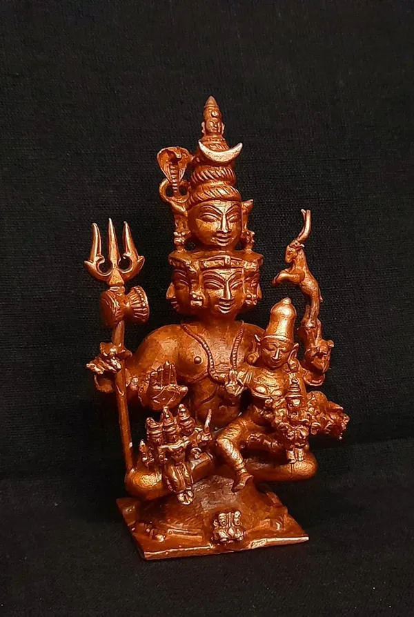 Brown_Copper_God_Idols_Panchamuka_Shiva_4_Inches,_327G,_Pack_Of_1_Piece