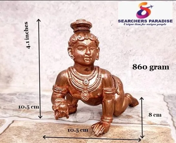 Brownish-Orange_Copper_Idols_Of_God_Bal_Krishna_With_Laddu_By_Searchers_Paradise,_4.1_Inches,_860G,_Patina_Antique_Finish,_Pack_Of_1_Piece