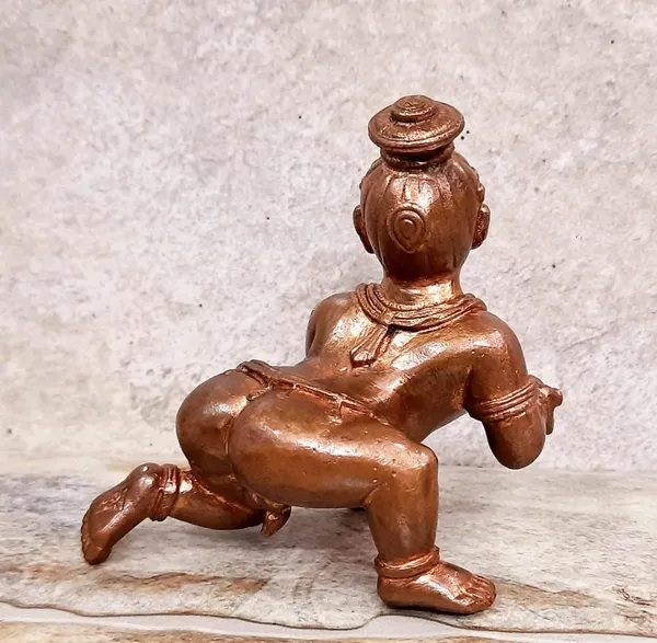 Brownish-Orange_Copper_Idols_Of_God_Bal_Krishna_With_Laddu_By_Searchers_Paradise,_4.1_Inches,_860G,_Patina_Antique_Finish,_Pack_Of_1_Piece