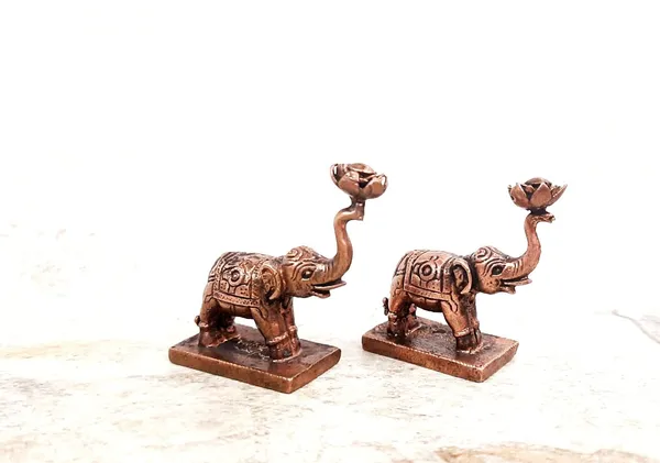 Brownish-Orange_Copper_Idols,_4.5_Cm,_Handmade_Standing_Elephant_Idol_140_Gram,_Patina_Antique_Finish,_Pack_Of_1_Piece