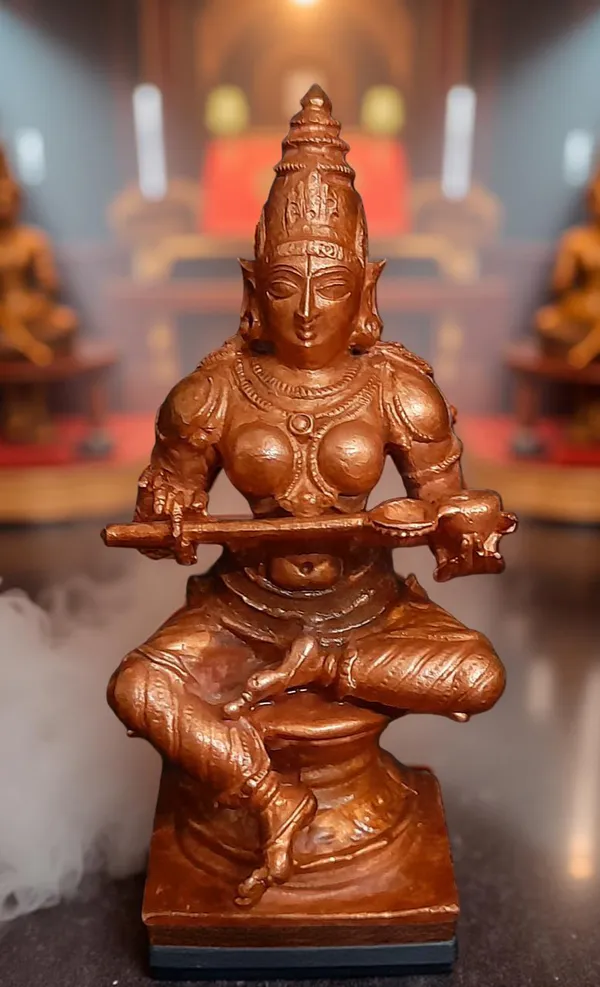 Brownish-Orange_Copper_Idols_India,_3.9_Inches,_Handmade_Annapoorani_Idol_With,_340G,_Patina_Antique_Finish,_Pack_Of_1_Piece