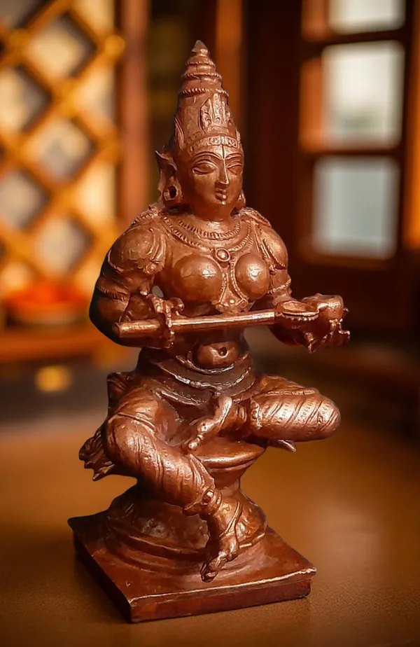 Brownish-Orange_Copper_Idols_India,_3.9_Inches,_Handmade_Annapoorani_Idol_With,_340G,_Patina_Antique_Finish,_Pack_Of_1_Piece