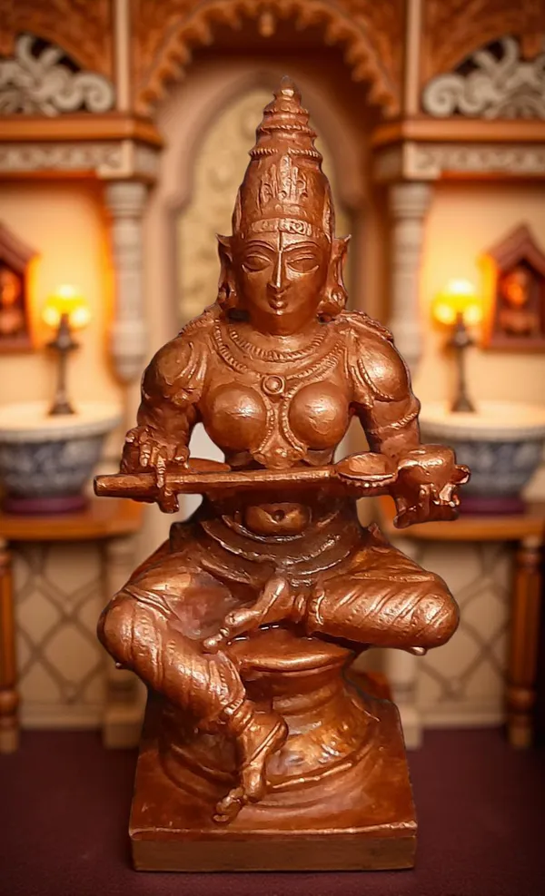 Brownish-Orange_Copper_Idols_India,_3.9_Inches,_Handmade_Annapoorani_Idol_With,_340G,_Patina_Antique_Finish,_Pack_Of_1_Piece