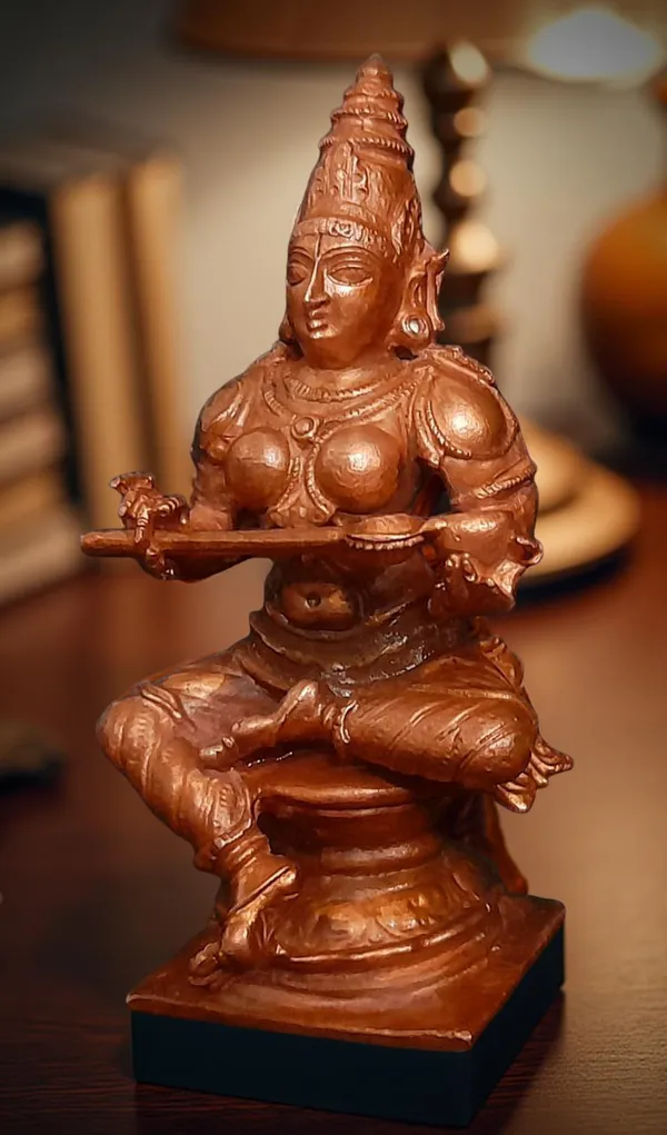 Brownish-Orange_Copper_Idols_India,_3.9_Inches,_Handmade_Annapoorani_Idol_With,_340G,_Patina_Antique_Finish,_Pack_Of_1_Piece