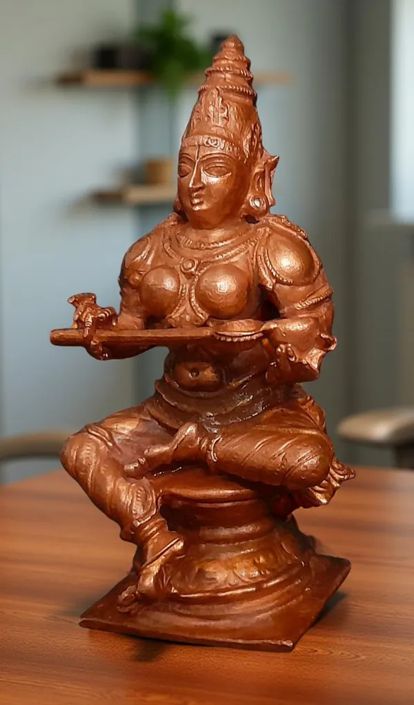 Brownish-Orange_Copper_Idols_India,_3.9_Inches,_Handmade_Annapoorani_Idol_With,_340G,_Patina_Antique_Finish,_Pack_Of_1_Piece
