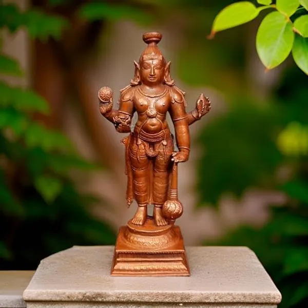 Brownish-Orange_Copper_Idols,_15.5_Cm,_Handmade_Guruvayurappan_750_G,_Patina_Antique_Finish,_Pack_Of_1_Piece