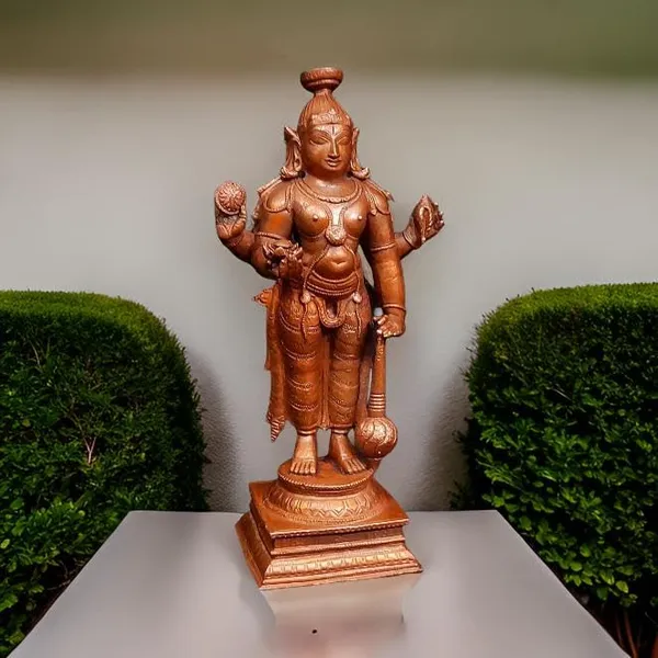 Brownish-Orange_Copper_Idols,_15.5_Cm,_Handmade_Guruvayurappan_750_G,_Patina_Antique_Finish,_Pack_Of_1_Piece