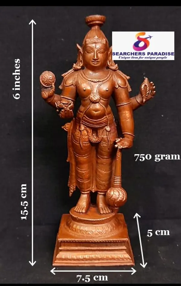 Brownish-Orange_Copper_Idols,_15.5_Cm,_Handmade_Guruvayurappan_750_G,_Patina_Antique_Finish,_Pack_Of_1_Piece