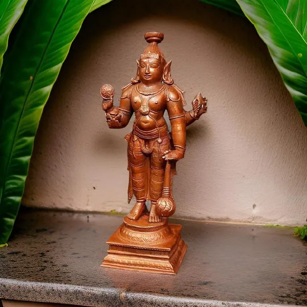 Brownish-Orange_Copper_Idols,_15.5_Cm,_Handmade_Guruvayurappan_750_G,_Patina_Antique_Finish,_Pack_Of_1_Piece