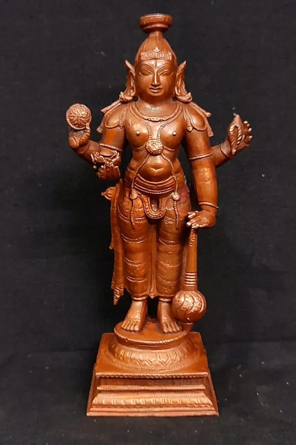Brownish-Orange_Copper_Idols,_15.5_Cm,_Handmade_Guruvayurappan_750_G,_Patina_Antique_Finish,_Pack_Of_1_Piece