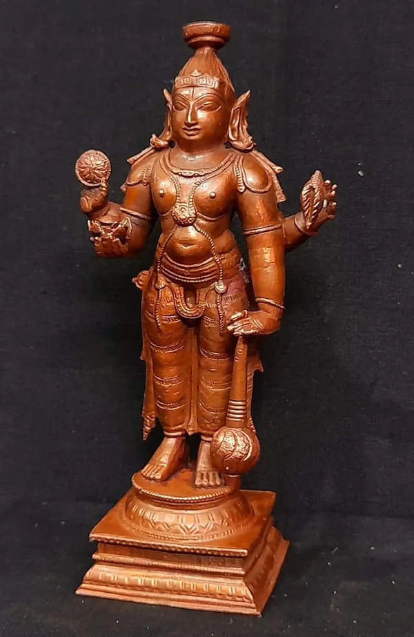 Brownish-Orange_Copper_Idols,_15.5_Cm,_Handmade_Guruvayurappan_750_G,_Patina_Antique_Finish,_Pack_Of_1_Piece