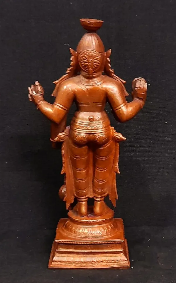 Brownish-Orange_Copper_Idols,_15.5_Cm,_Handmade_Guruvayurappan_750_G,_Patina_Antique_Finish,_Pack_Of_1_Piece