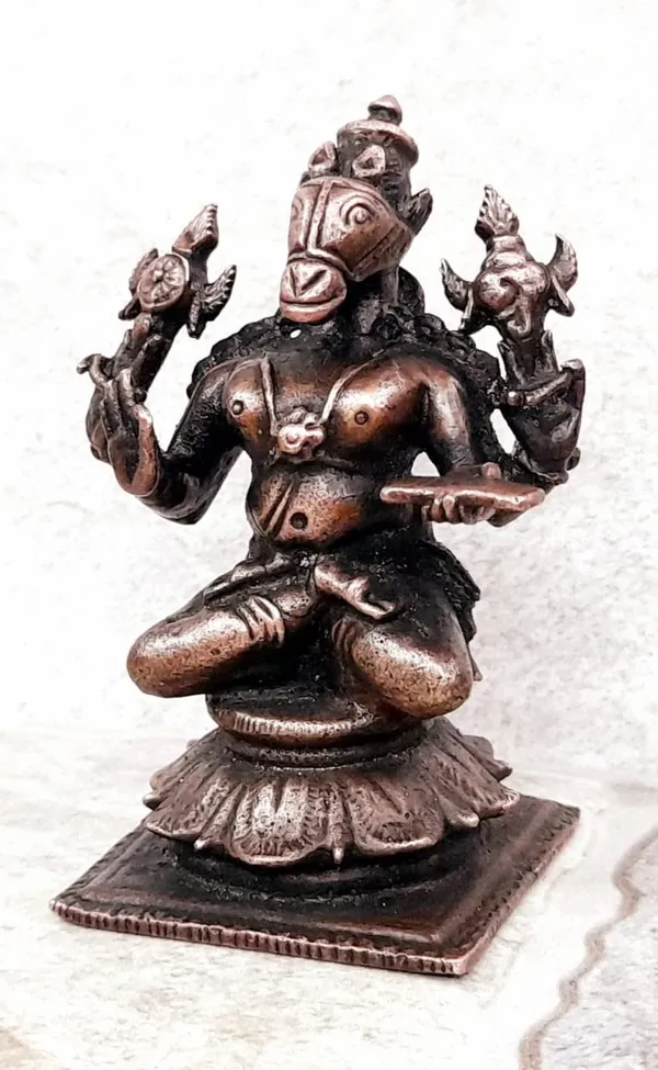 Brownish-Orange_Copper_Idols_Indiaby,_2.9_Inches,_Handmade_Lord_Hayagriva,_250G,_Patina_Antique_Finish,_Pack_Of_1_Piece