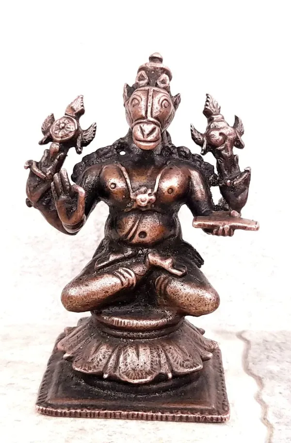 Brownish-Orange_Copper_Idols_Indiaby,_2.9_Inches,_Handmade_Lord_Hayagriva,_250G,_Patina_Antique_Finish,_Pack_Of_1_Piece