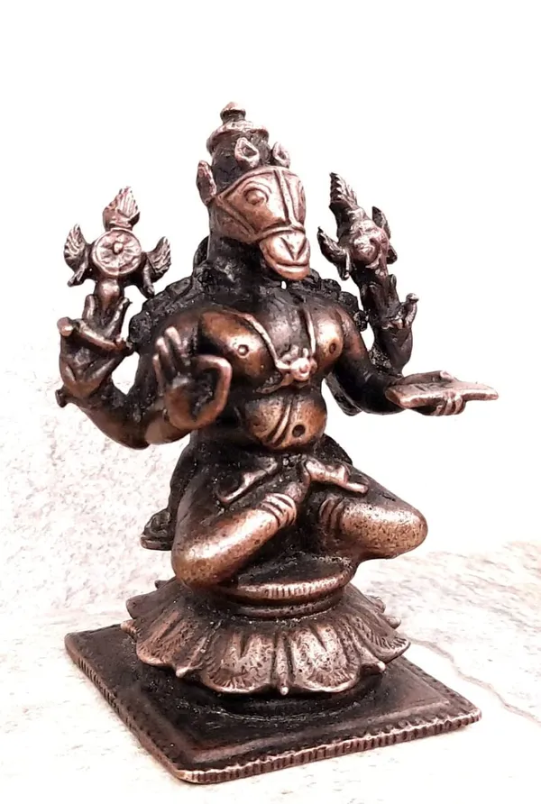 Brownish-Orange_Copper_Idols_Indiaby,_2.9_Inches,_Handmade_Lord_Hayagriva,_250G,_Patina_Antique_Finish,_Pack_Of_1_Piece