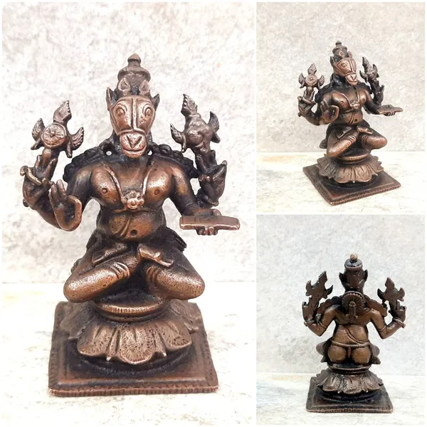 Brownish-Orange_Copper_Idols_Indiaby,_2.9_Inches,_Handmade_Lord_Hayagriva,_250G,_Patina_Antique_Finish,_Pack_Of_1_Piece