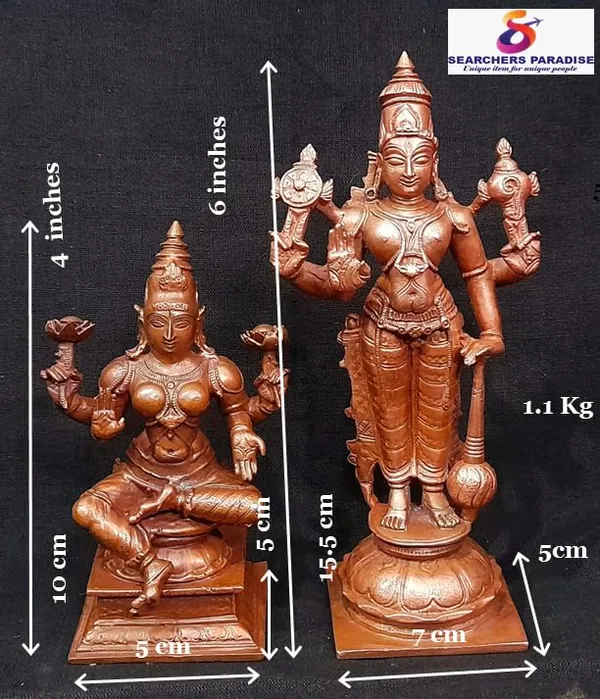 Brown_Copper_Idols_Of_God_Srinivasa_Perumal_With_Mahalakshmi,_6_Inches,_1.1_Kg,_Patina_Antique_Finish,_Pack_Of_2_Piece