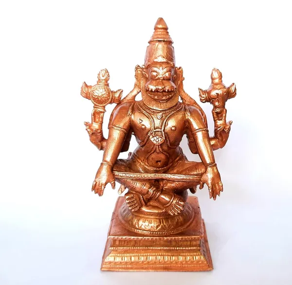 Brownish-Orange_Copper_Idols_Of_God_Yoganarasimhar_By_Searchers_Paradise,_4.5_Inches,_650G,_Patina_Antique_Finish,_Pack_Of_1_Piece