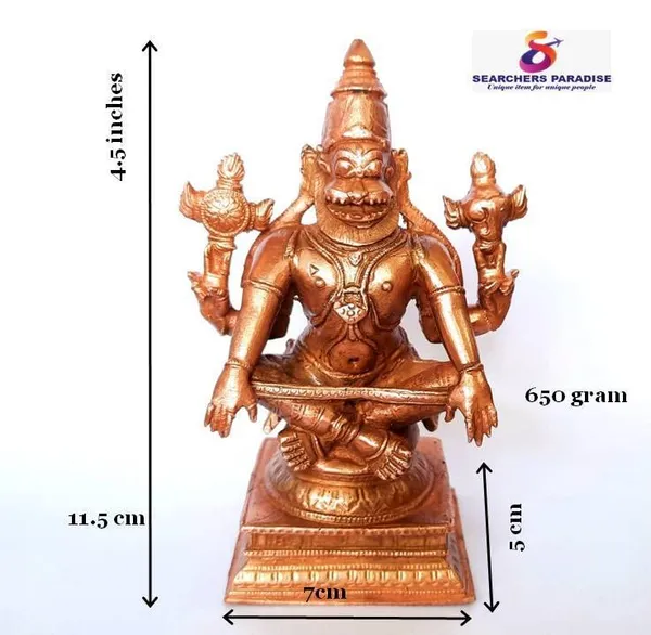 Brownish-Orange_Copper_Idols_Of_God_Yoganarasimhar_By_Searchers_Paradise,_4.5_Inches,_650G,_Patina_Antique_Finish,_Pack_Of_1_Piece