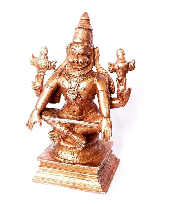 Brownish-Orange_Copper_Idols_Of_God_Yoganarasimhar_By_Searchers_Paradise,_4.5_Inches,_650G,_Patina_Antique_Finish,_Pack_Of_1_Piece