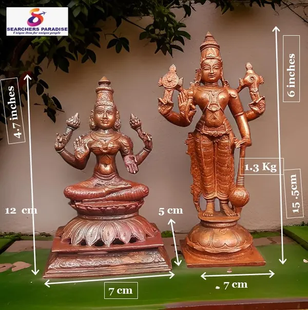 Brown_Copper_Idols_Of_God_Srinivasa_Perumal_With_Mahalakshmi,_6_Inches,_1.3_Kg,_Patina_Antique_Finish,_Pack_Of_2_Piece