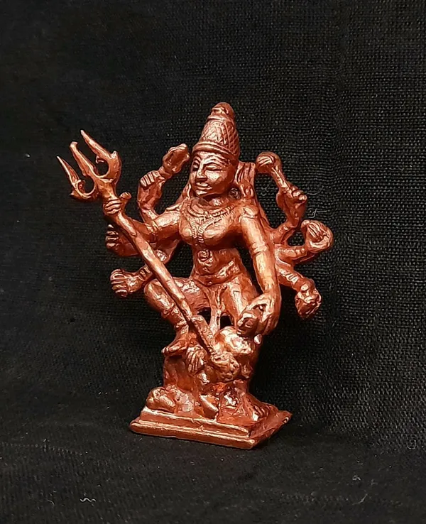 Brownish-Orange_Copper_Idols_India,_2.3_Inches,_Handmade_Mahishasura_Mardhini,_79Grams,_Patina_Antique_Finish,_Pack_Of_1_Piece